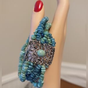 6-Strand Turquoise Bead Bracelet